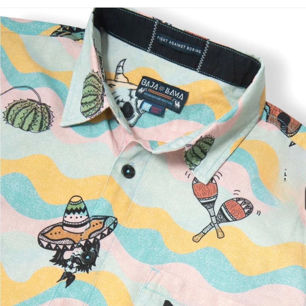 BAJA LLAMA southwestern button down shirt|medium